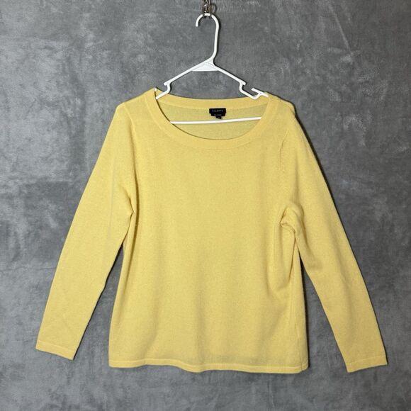 Talbots Pure Cashmere Sweater Womens XL Yellow Pullover Crewneck Preppy Bright - Picture 1 of 7